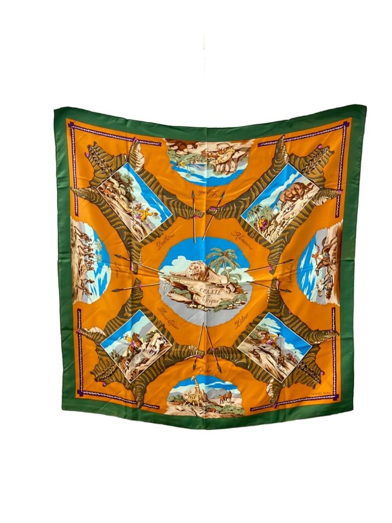 Hermes Scarf Silk 100% La Chasse En Afrique